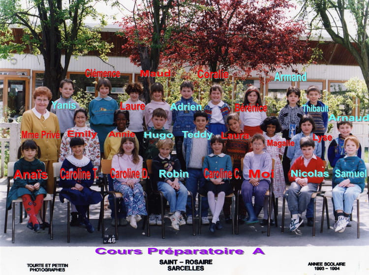 Photo de classe CP A de 1993, ECOLE INSTITUTION DU SAINT ROSAIRE