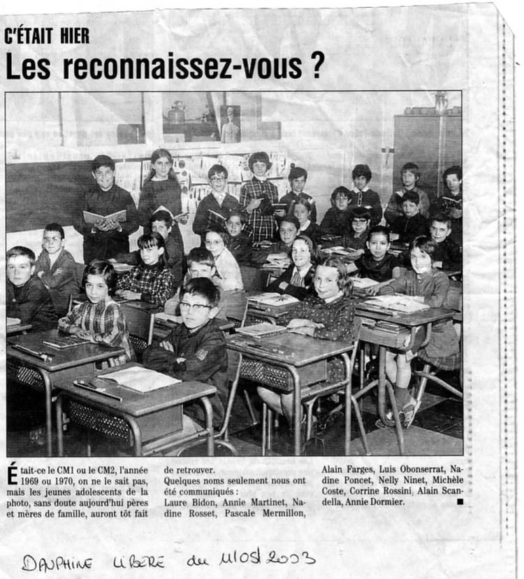 Photo de classe CM1 Mme PRANDINI 69 / 70 de 1969, Ecole Primaire