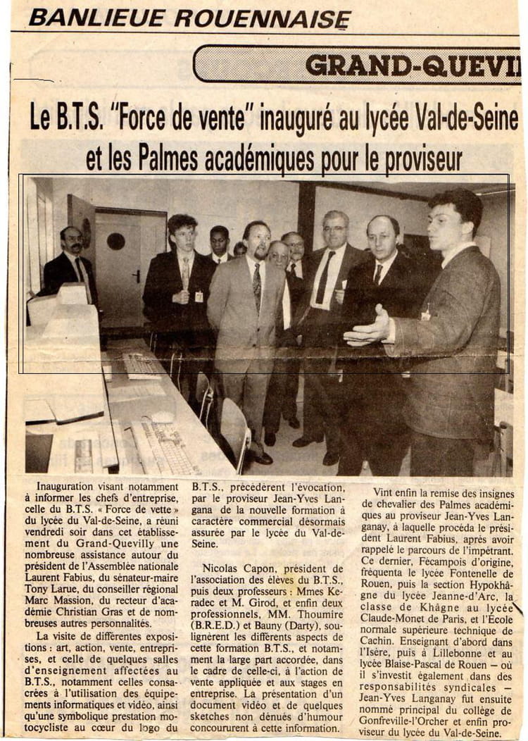 Photo de classe Bts force de vente de 1991, Lycée Val De Seine ...