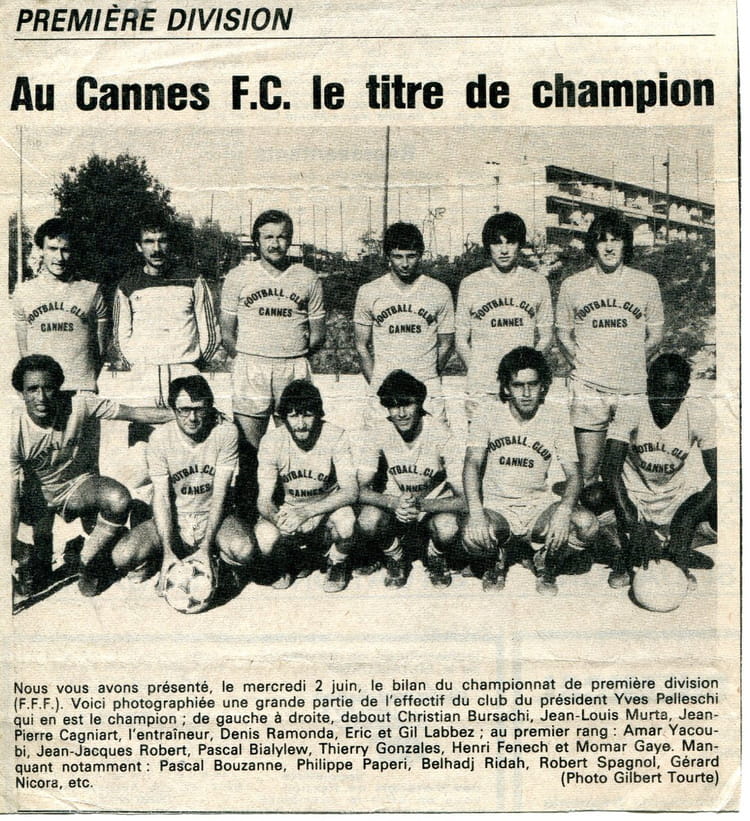 Photo de classe Cannes FC "Champion 1°Division" de 1982, Cannes