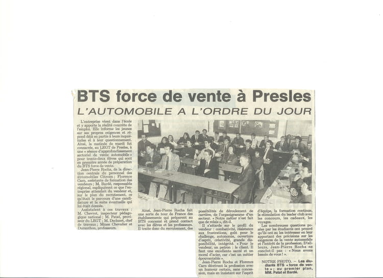 Photo de classe BTS FORCE DE VENTE de 1992, Lycée De Presles - Copains ...