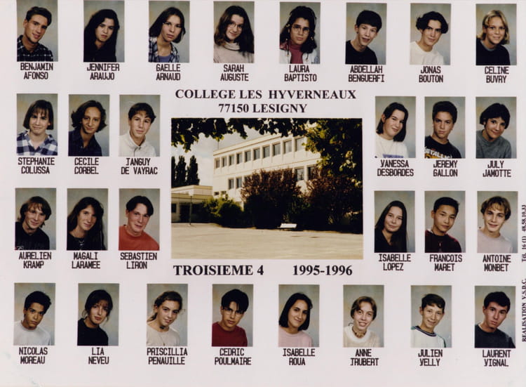 Photo de classe 3è4 de 1995, Collège Les Hyverneaux - Copains d'avant