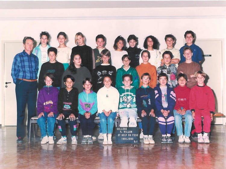 Photo de classe Cinquieme 1 de 1991, Collège François Villon - Copains ...
